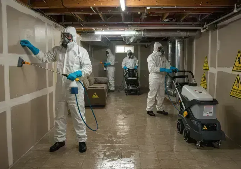 Basement Moisture Removal and Structural Drying process in McLeansboro, IL